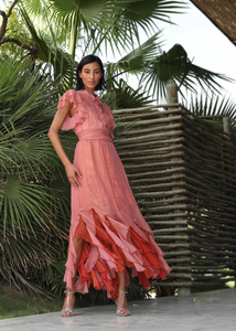 baruni pink flowy kaftan dress by idPearl boutique