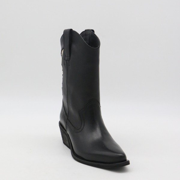 STIVALI NEW YORK - Woodstock western cowboy boots in black leather womens shoes,STIVALI NEW YORK - Shopidpearl