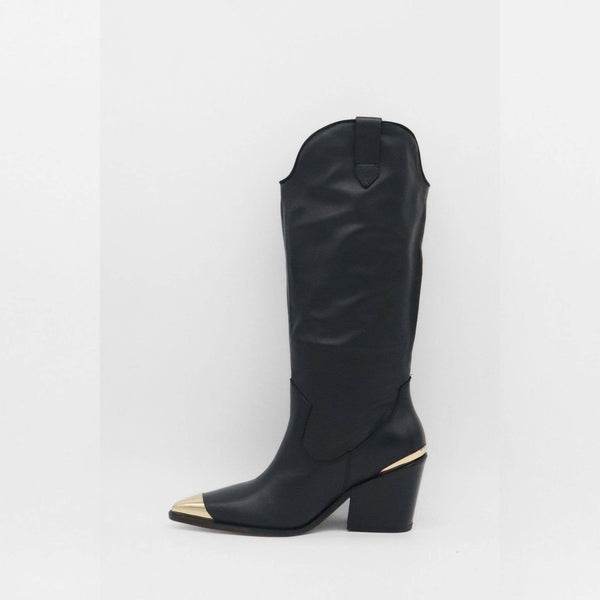 STIVALI NEW YORK - Prince Western Cowboy 2-in-1 Women's Boots in Black Leather,STIVALI NEW YORK - Shopidpearl