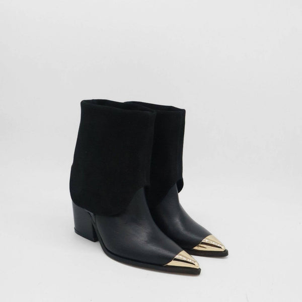 STIVALI NEW YORK - Prince Western Cowboy 2-in-1 Women's Boots in Black Leather,STIVALI NEW YORK - Shopidpearl