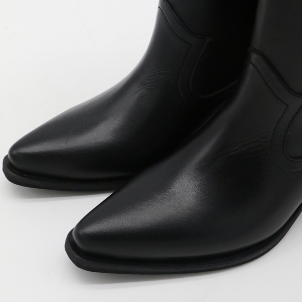 STIVALI NEW YORK - Woodstock western cowboy boots in black leather womens shoes,STIVALI NEW YORK - Shopidpearl