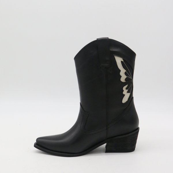 STIVALI NEW YORK - Woodstock western cowboy boots in black leather womens shoes,STIVALI NEW YORK - Shopidpearl