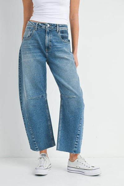 Seamed Denim Barrel Jean,Just Black Denim - Shopidpearl