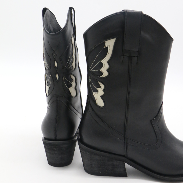 STIVALI NEW YORK - Woodstock western cowboy boots in black leather womens shoes,STIVALI NEW YORK - Shopidpearl