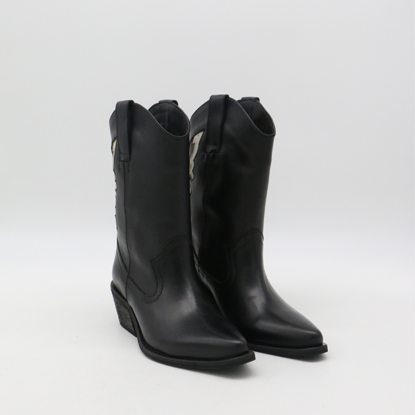STIVALI NEW YORK - Woodstock western cowboy boots in black leather womens shoes,STIVALI NEW YORK - Shopidpearl