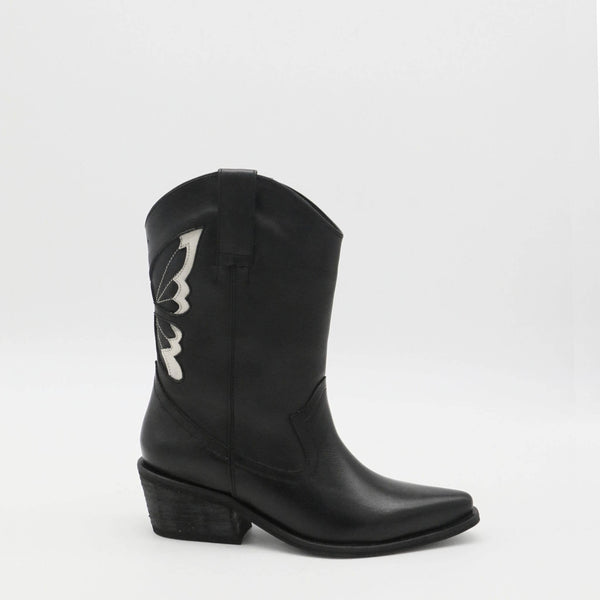 STIVALI NEW YORK - Woodstock western cowboy boots in black leather womens shoes,STIVALI NEW YORK - Shopidpearl
