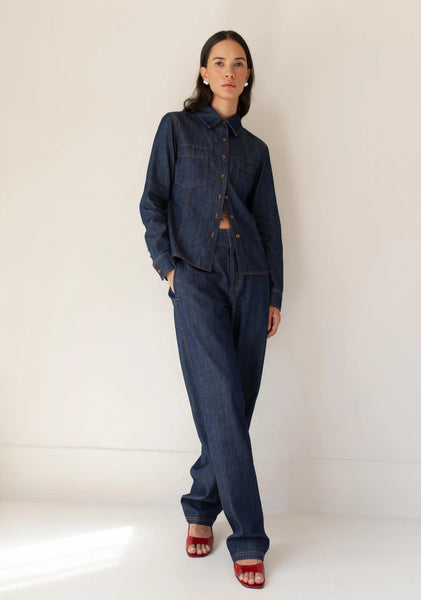 Agathe Denim Pant,Paper Label - Shopidpearl