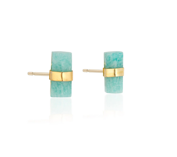 Layne Pillar Amazonite Stud Earrings,Elli Parr - Shopidpearl