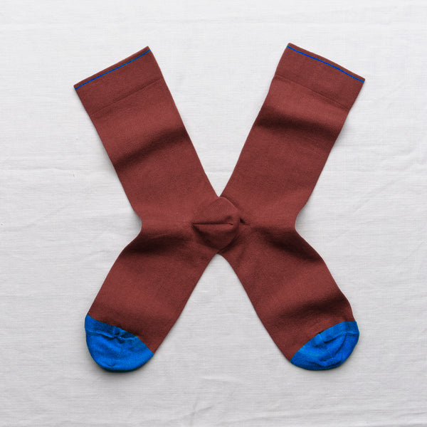 Burgundy Brick Cotton Socks,Bonne Maison - Shopidpearl