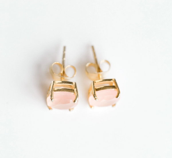 Emmy Stud Pink Chalcedony Earrings,Elli Parr - Shopidpearl