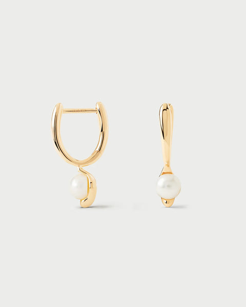 La Perla Freshwater Pearl Gold Mini Hoop Earrings