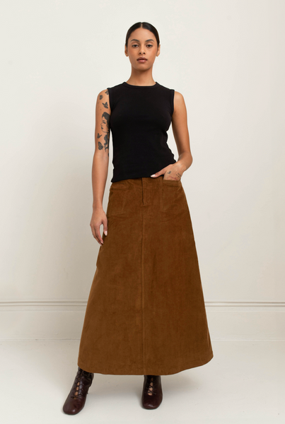 Jinni Cord Skirt,Paper Label - Shopidpearl