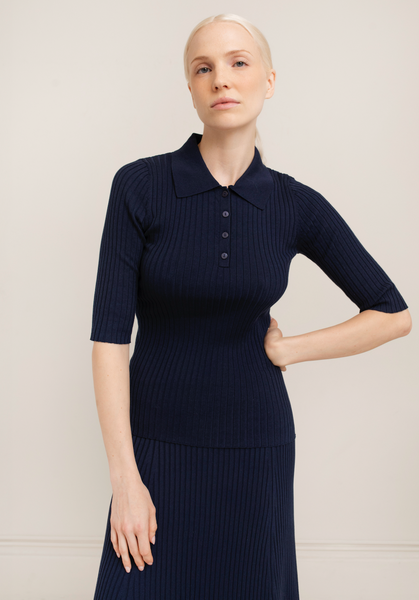Leona Rib Polo,Paper Label - Shopidpearl