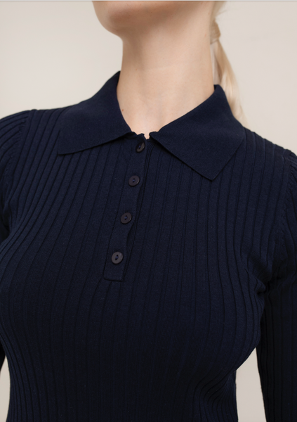 Leona Rib Polo,Paper Label - Shopidpearl