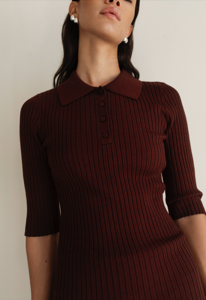 Leona Rib Polo,Paper Label - Shopidpearl