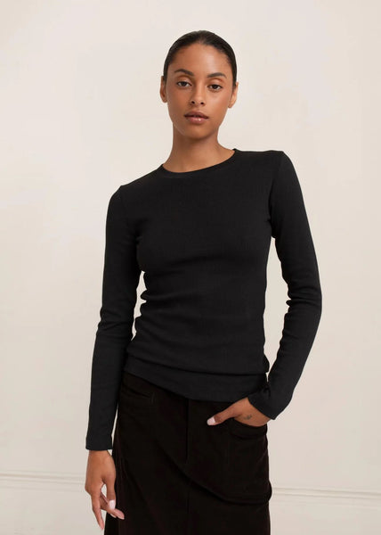 Lisa Rib Cotton Tee,Paper Label - Shopidpearl