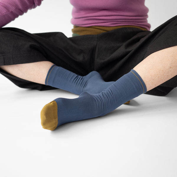 Denim Blue Cotton Socks,Bonne Maison - Shopidpearl