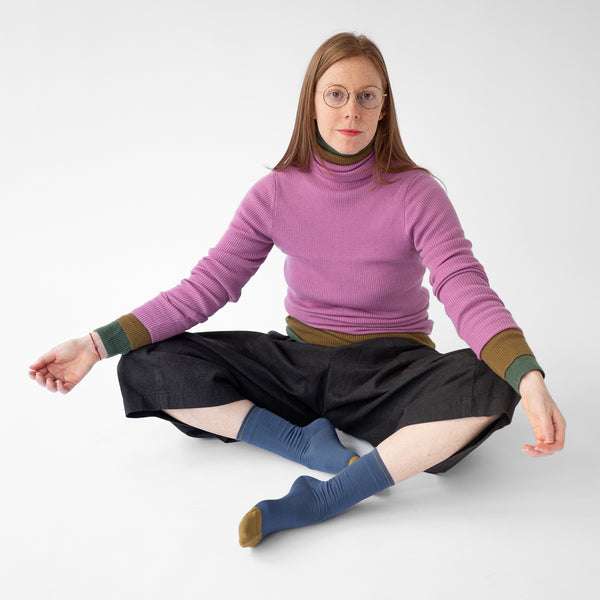 Denim Blue Cotton Socks,Bonne Maison - Shopidpearl