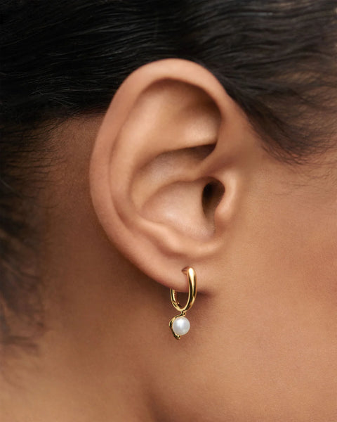 La Perla Freshwater Pearl Gold Mini Hoop Earrings