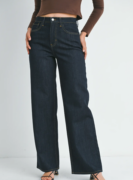 The Relaxed Wide Leg Jean,Just Black Denim - Shopidpearl