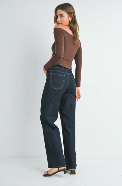 The Relaxed Wide Leg Jean,Just Black Denim - Shopidpearl