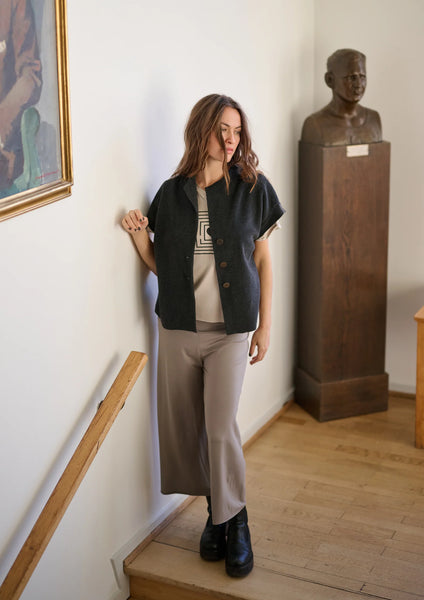 Fleece Button Front Vest,Henriette Steffensen - Shopidpearl