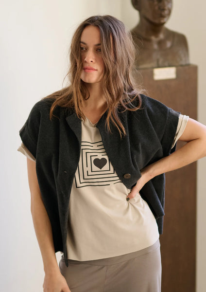 Fleece Button Front Vest,Henriette Steffensen - Shopidpearl