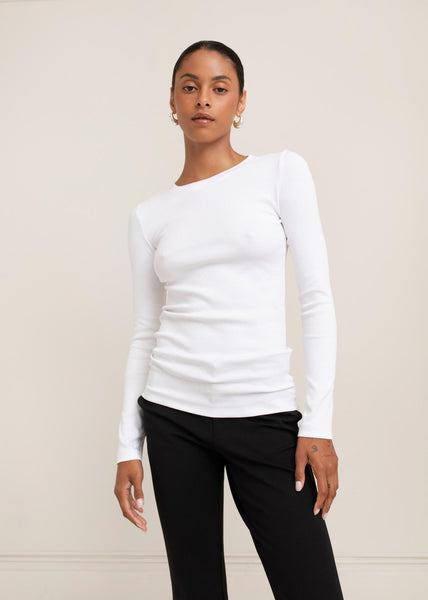 Lisa Rib Cotton Tee,Paper Label - Shopidpearl