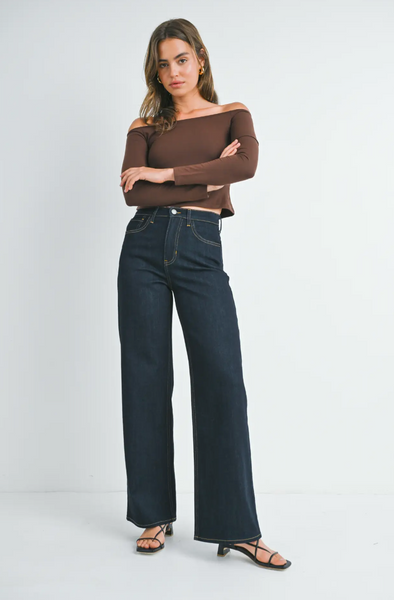 The Relaxed Wide Leg Jean,Just Black Denim - Shopidpearl