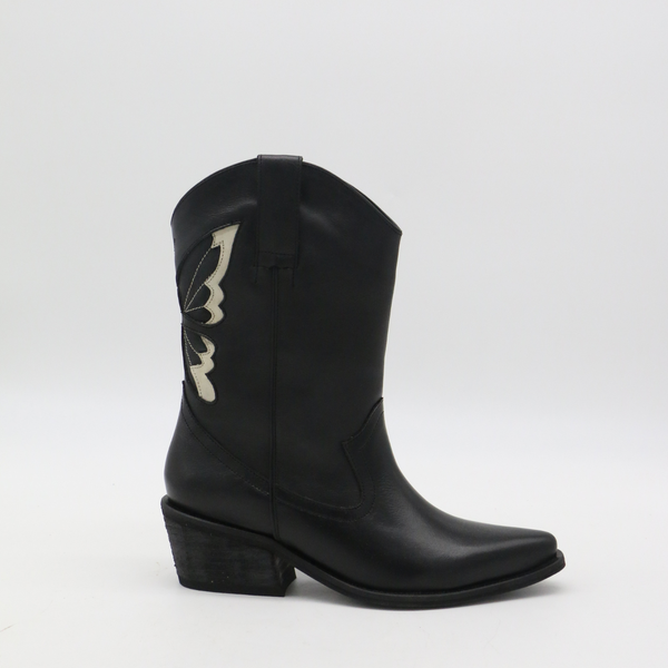 STIVALI NEW YORK - Woodstock western cowboy boots in black leather womens shoes,STIVALI NEW YORK - Shopidpearl