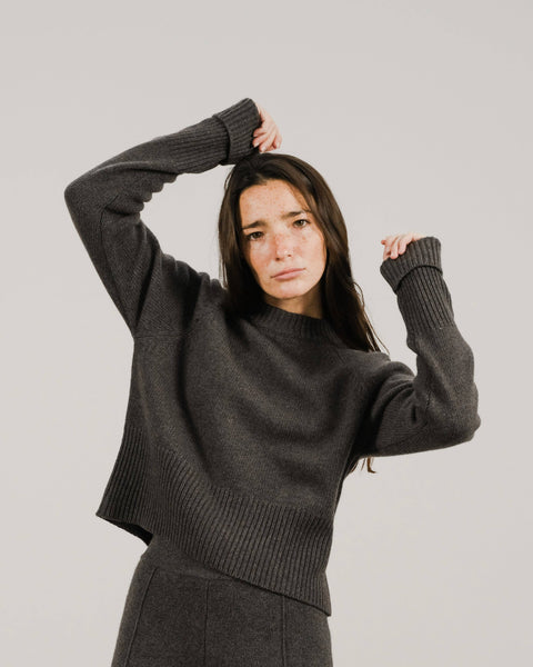 LÈMME Cashmere Mix Roll-Up Cuff Crewneck Sweater,LÈMME - Shopidpearl