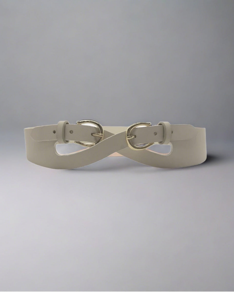 Made in Italy Beige and Red Criss Cross Italian Leather Belt  display picture 1