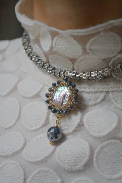 Stardust Terahertz Iridescent Purple Pearl Choker - Shopidpearl