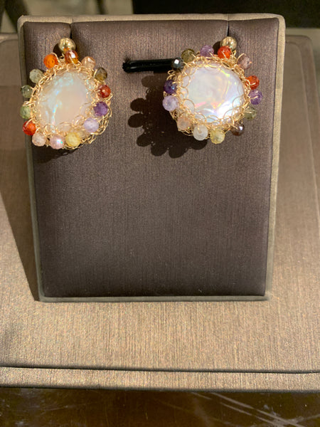 Iris Rainbow Polka Pearl Earrings - Shopidpearl