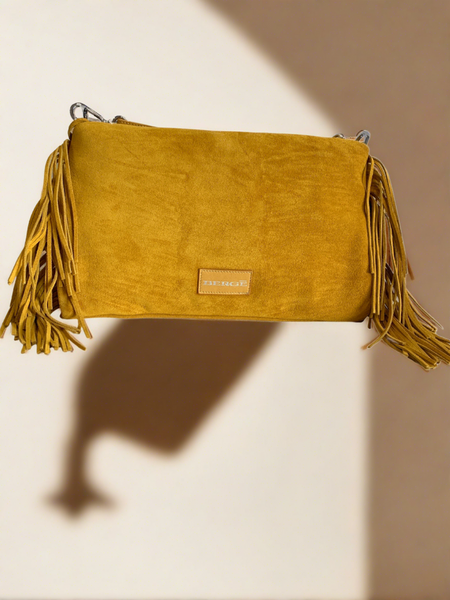 Miura Fringed Zip Top Bag,Berge - Shopidpearl