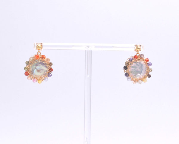 Iris Rainbow Polka Pearl Earrings - Shopidpearl
