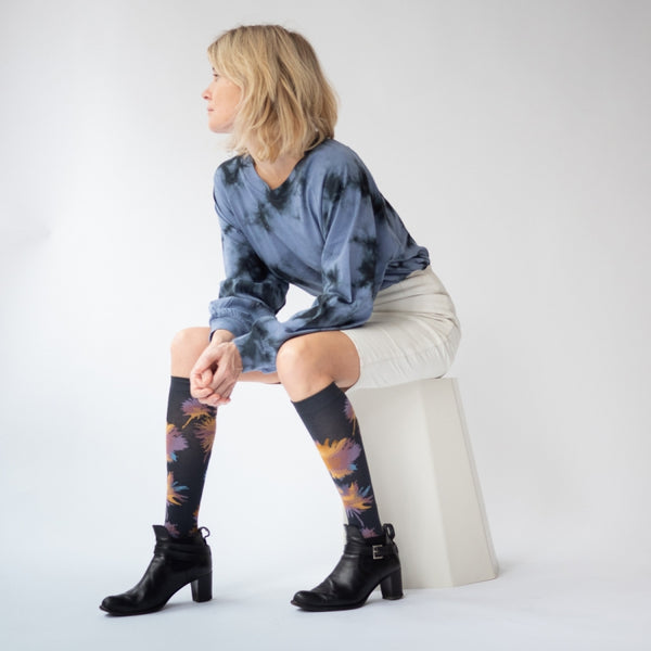 Night Flower Knee Highs - Shop idPearl
