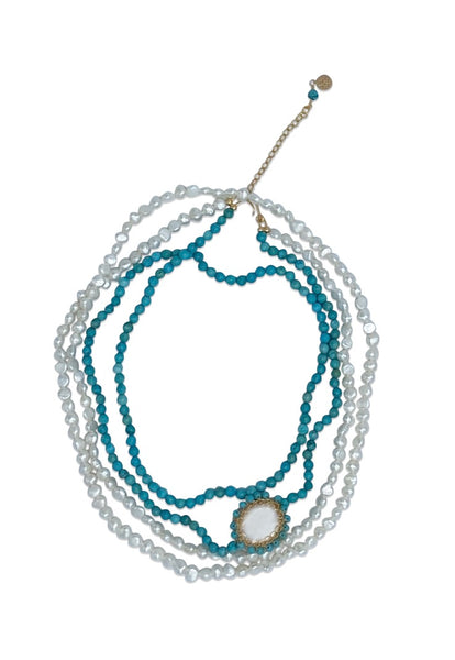 Polka Turquoise Multi Layered Necklace - idPearl