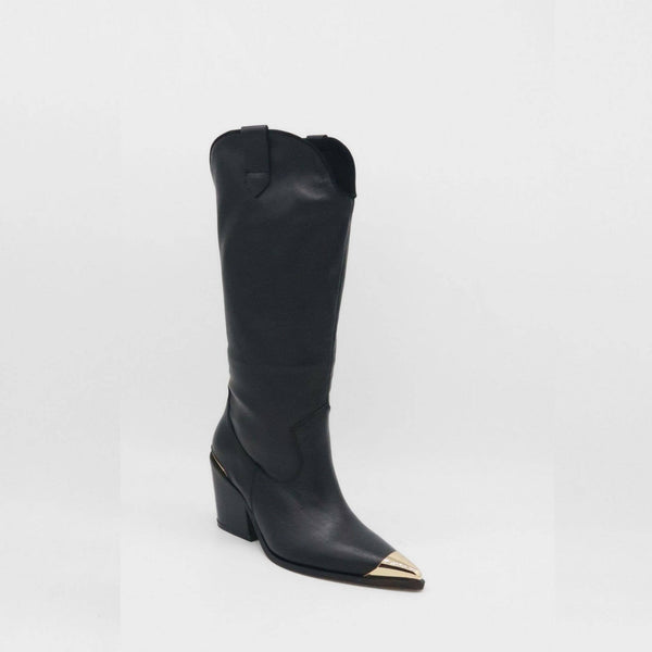 STIVALI NEW YORK - Prince Western Cowboy 2-in-1 Women's Boots in Black Leather,STIVALI NEW YORK - Shopidpearl