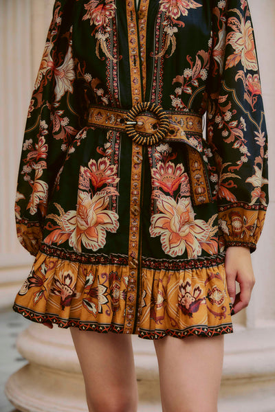 Majestic Garden Belted Mini Dress