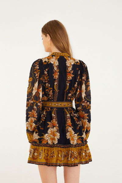 Majestic Garden Belted Mini Dress