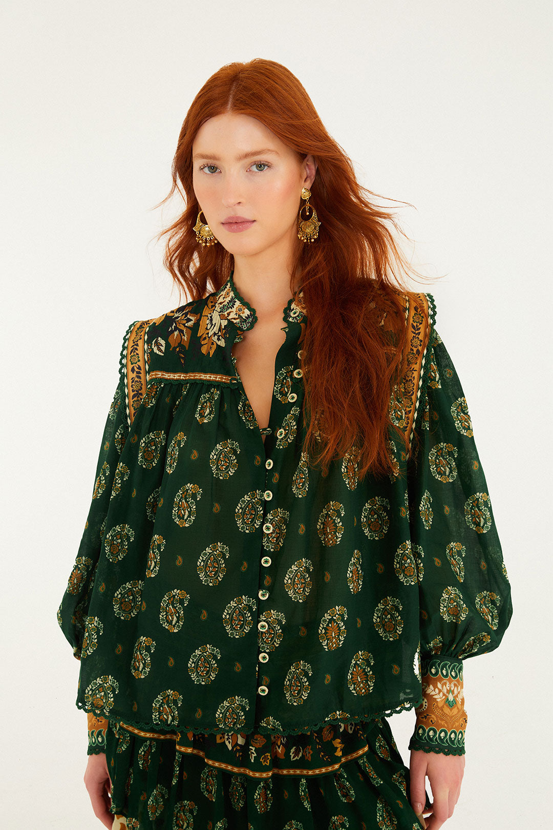 Tayla Paisley Button Front Blouse