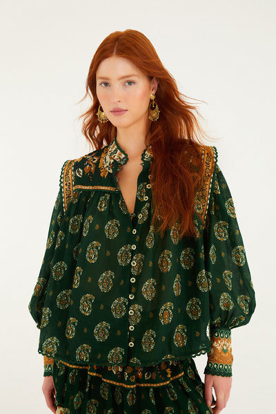 Tayla Paisley Button Front Blouse