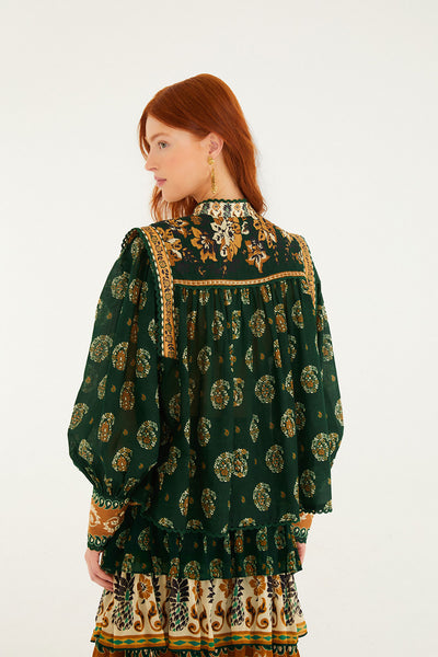 Tayla Paisley Button Front Blouse