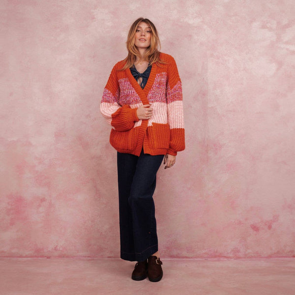 Janie Oversized Chunky Stripe Cardigan
