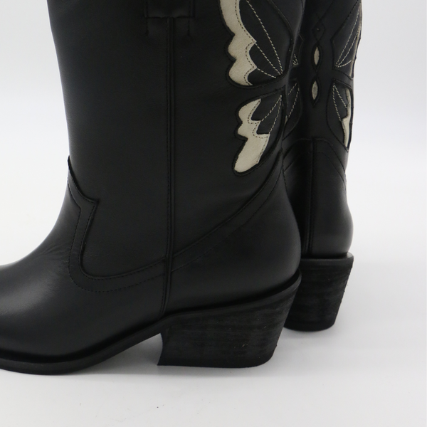 STIVALI NEW YORK - Woodstock western cowboy boots in black leather womens shoes,STIVALI NEW YORK - Shopidpearl