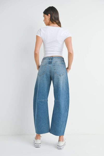 Seamed Denim Barrel Jean,Just Black Denim - Shopidpearl