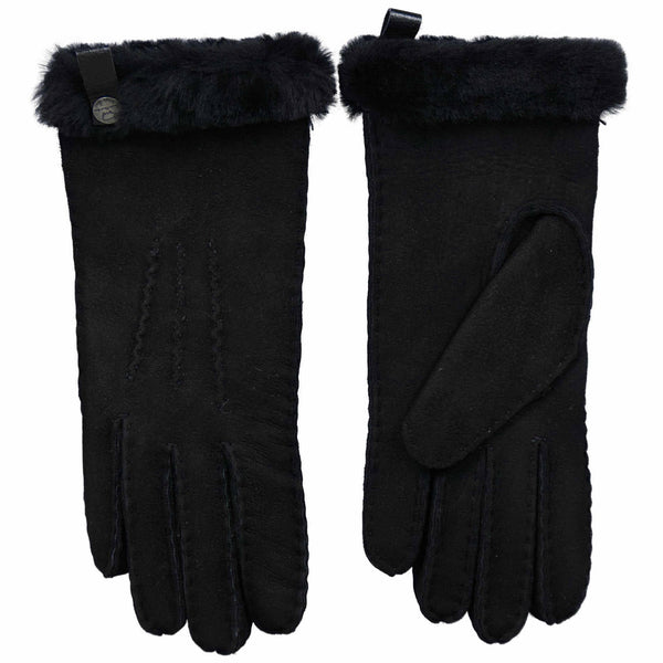 Suede Gloves with Wool Fur Trim