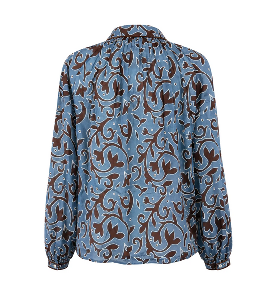Alice Top Cotton Voile Blue Autumn Vine