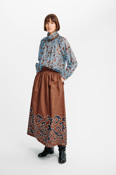 Alice Top Cotton Voile Blue Autumn Vine